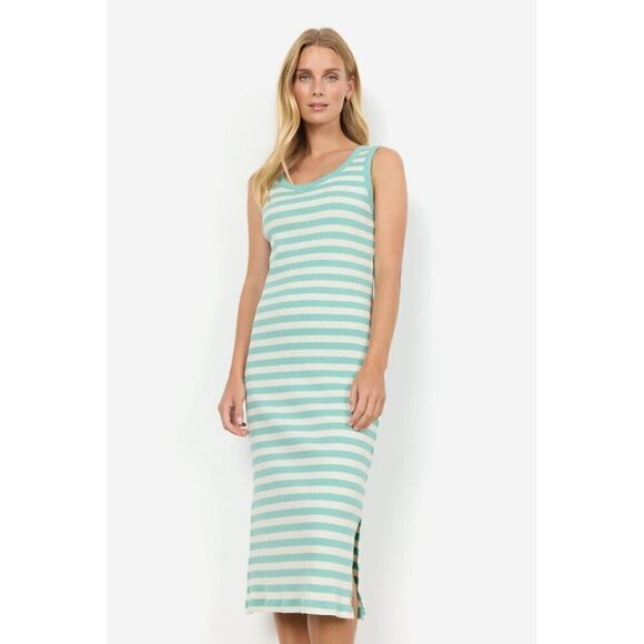 NWT SOYA CONCEPT Djaka Aqua Striped Ribbed Dress - Picture 5 of 5